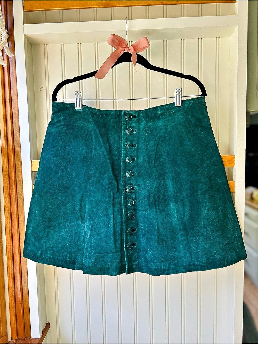 Other Teal Button Front Mini Skirt